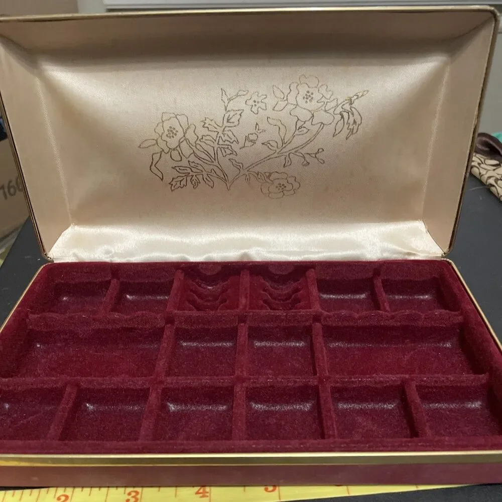 Vintage Pink Flower Watercolor Jewelry Box (Velvet & Satin  Lined) 8.5” x 4.5